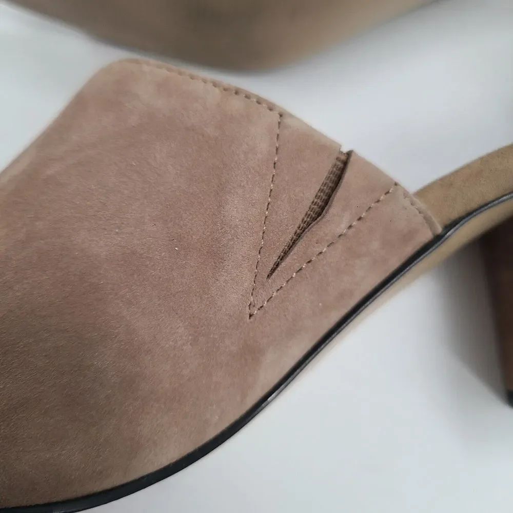 Aldo Light Beige Suede‎ Sandal Block Heel Woman's US Size 9